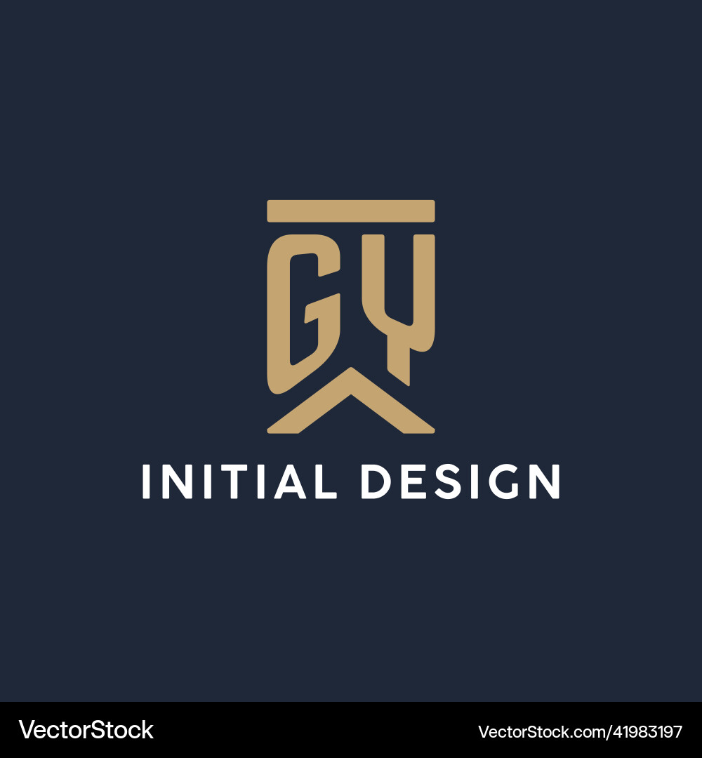 Gy initial monogram logo design in a rectangular Vector Image