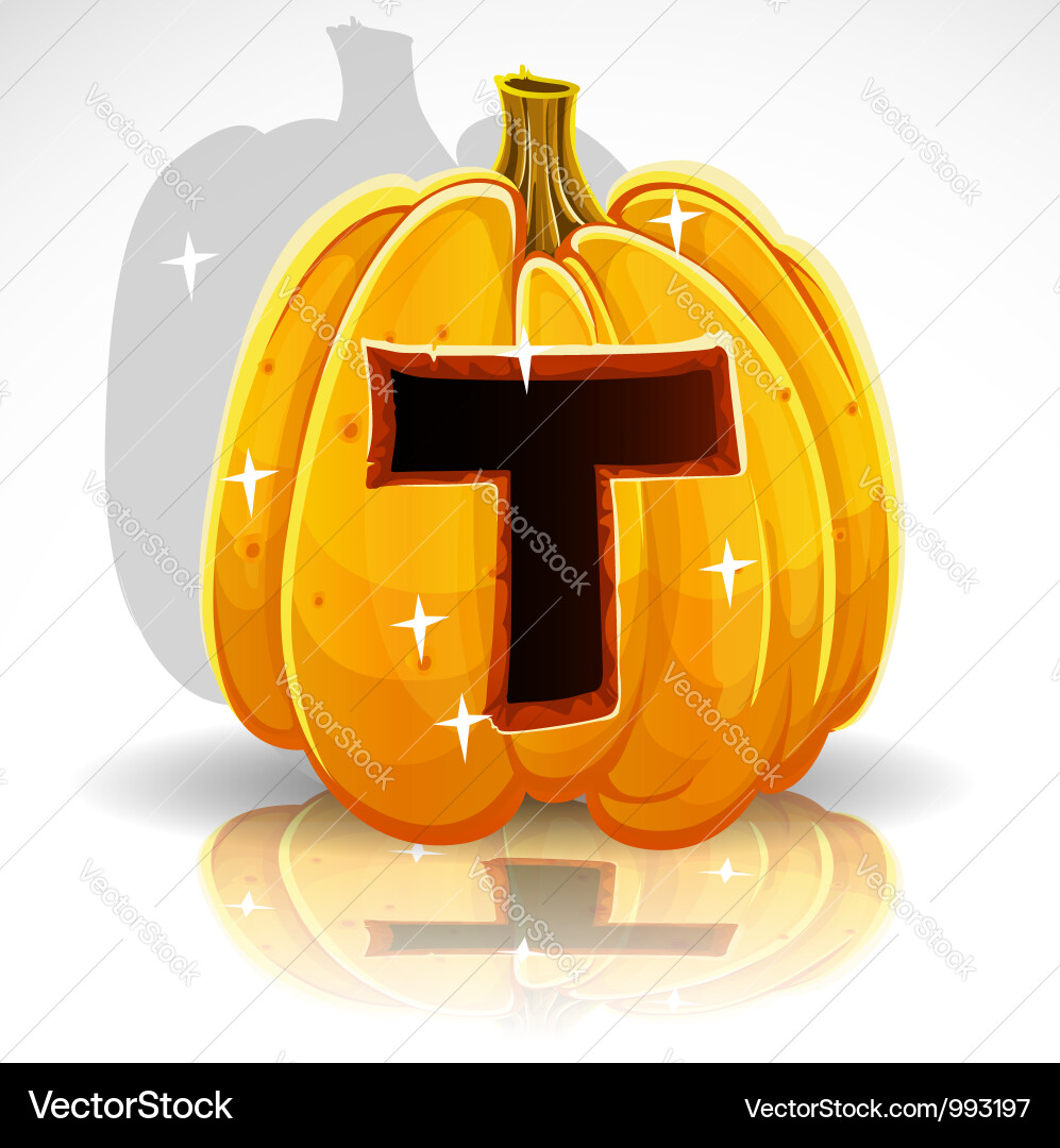 Halloween Letter T Pumpkin Vector Image