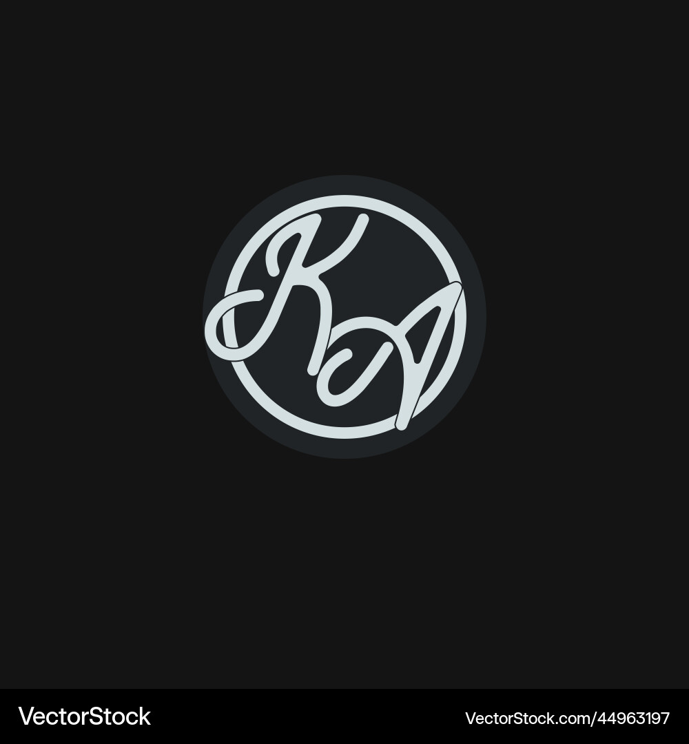 Initials ka logo monogram with simple circle line Vector Image