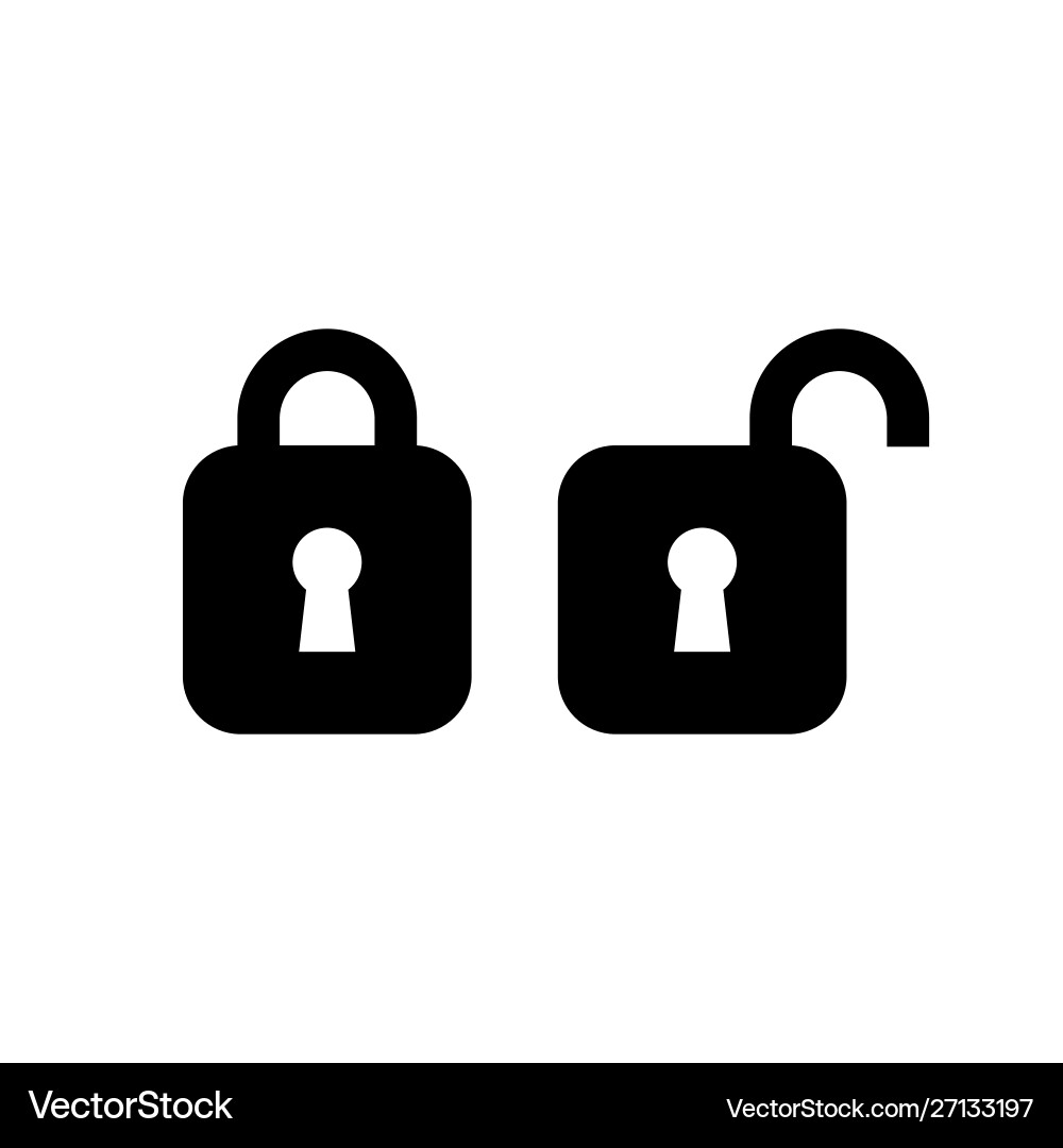 Lock unlock icon ui simple style flat Vector Image