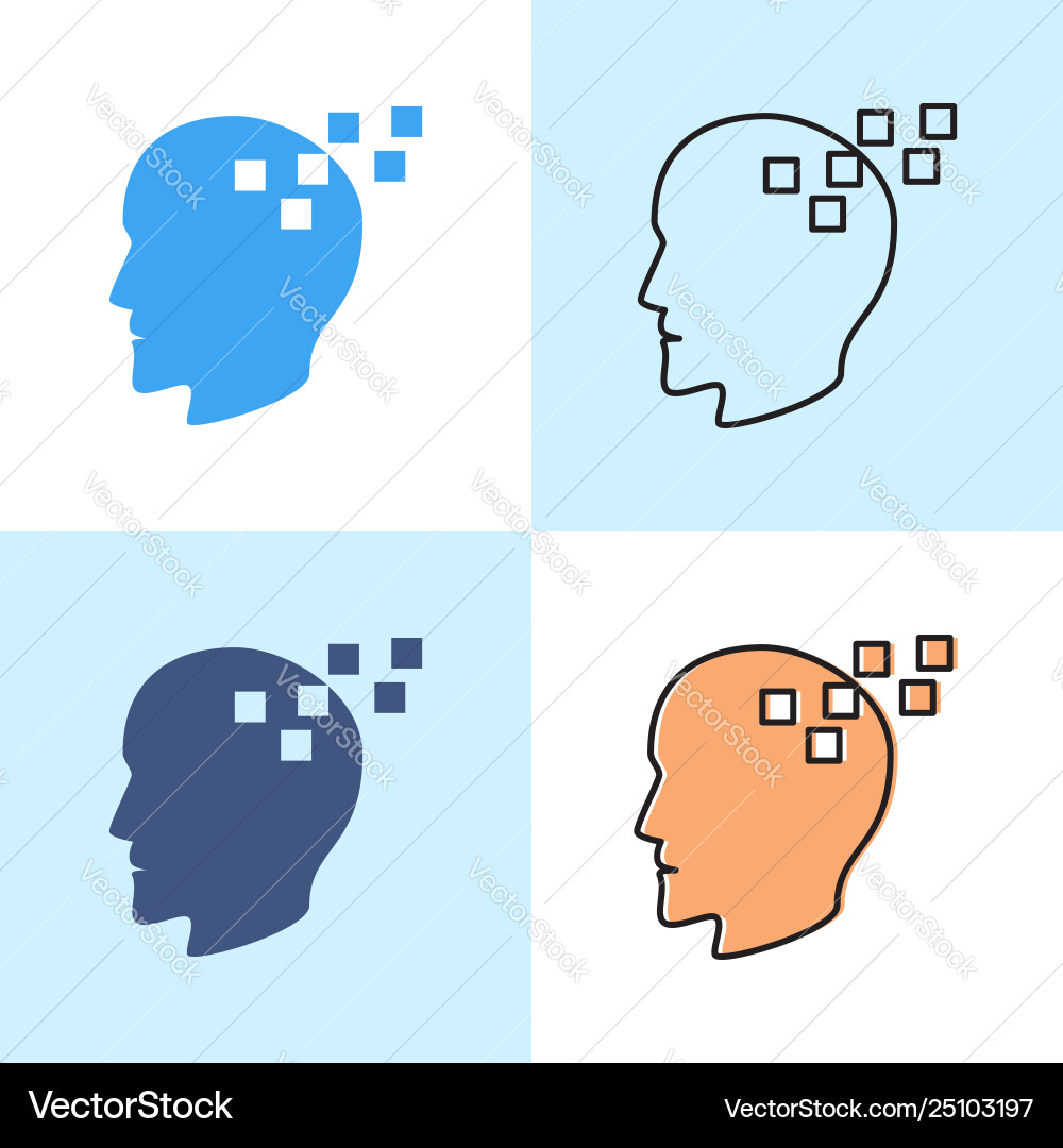 Memory loss concept icon set in flat and line Memory loss concept icon set in flat and line vector image