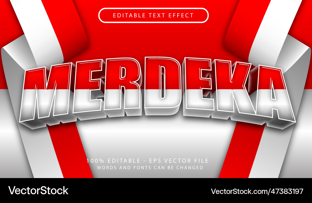 Merdeka Text Effect - Indonesian Flag vector image