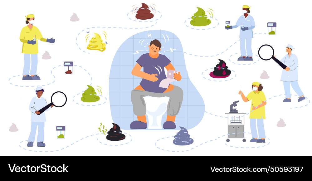 Poop flat flowchart composition Royalty Free Vector Image