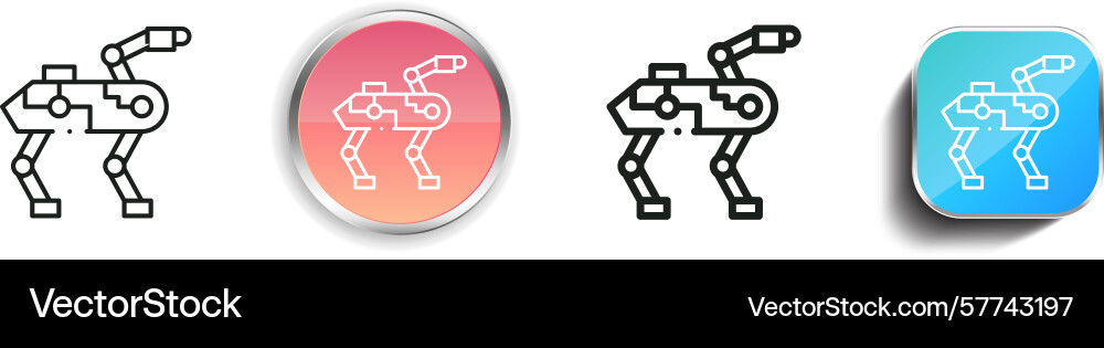 Robotic dog icon thin linear regular and button Robotic dog icon thin linear regular and button vector image