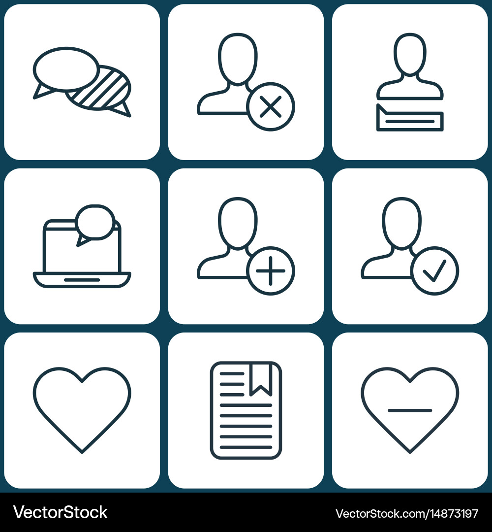 Set of 9 social network icons includes follow Vector Image