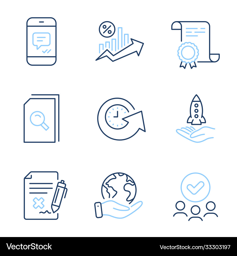 Update time search files and message icons set Vector Image