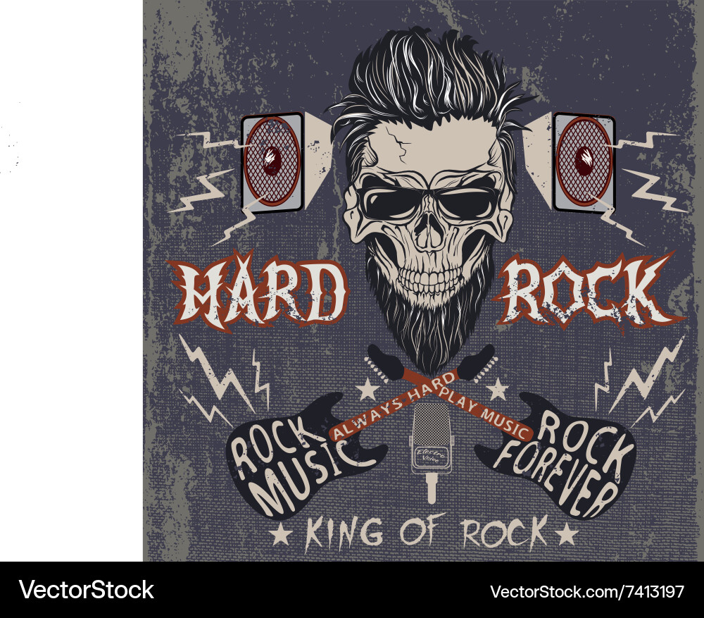Vintage Rock Label - Skull & Guitar Vector Image