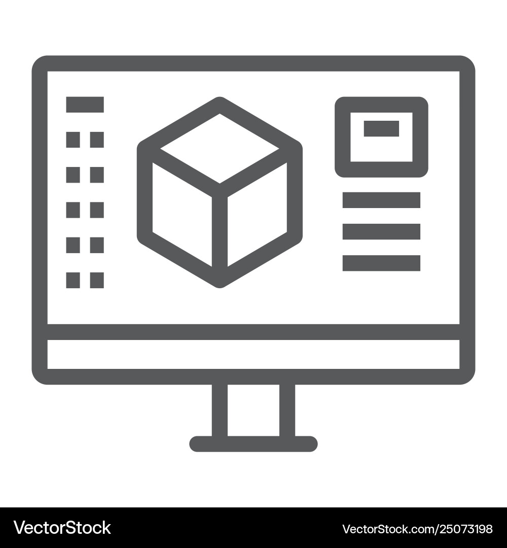 3d design line icon model and computer vector image