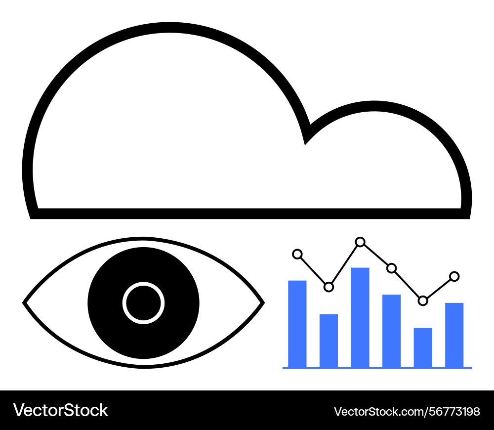 Cloud technology visualization with analytics Cloud technology visualization with analytics vector image