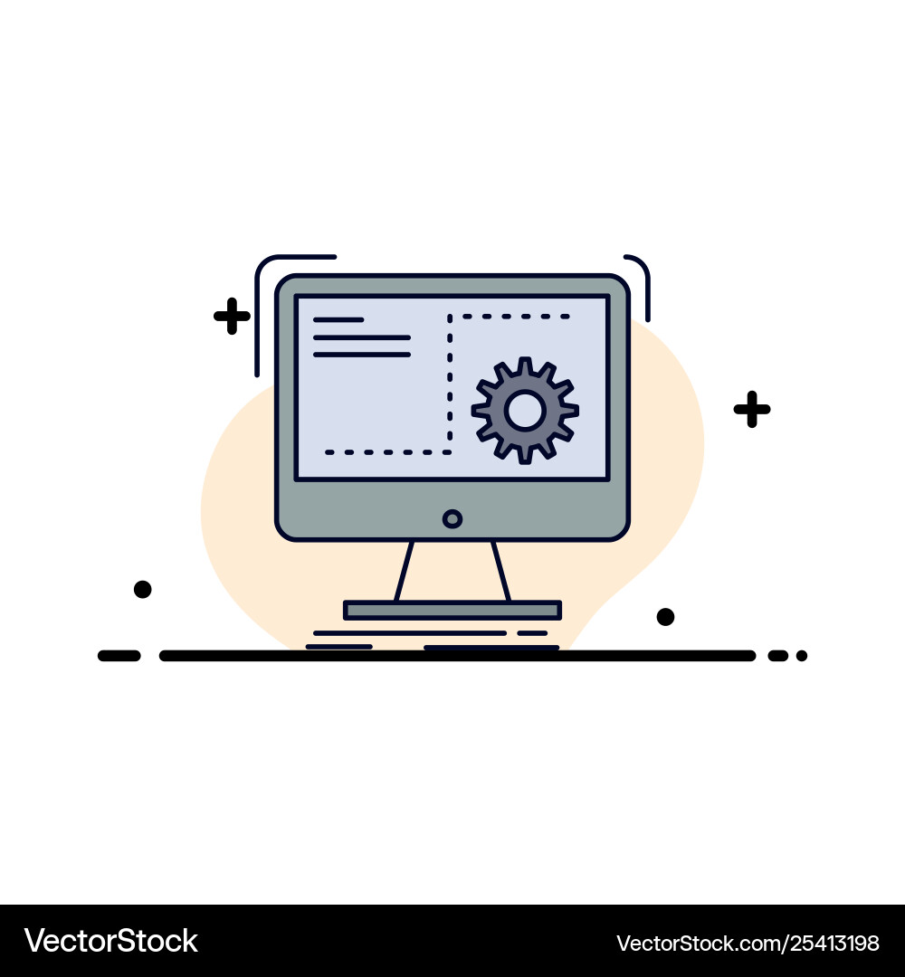 Command computer function process progress flat vector image