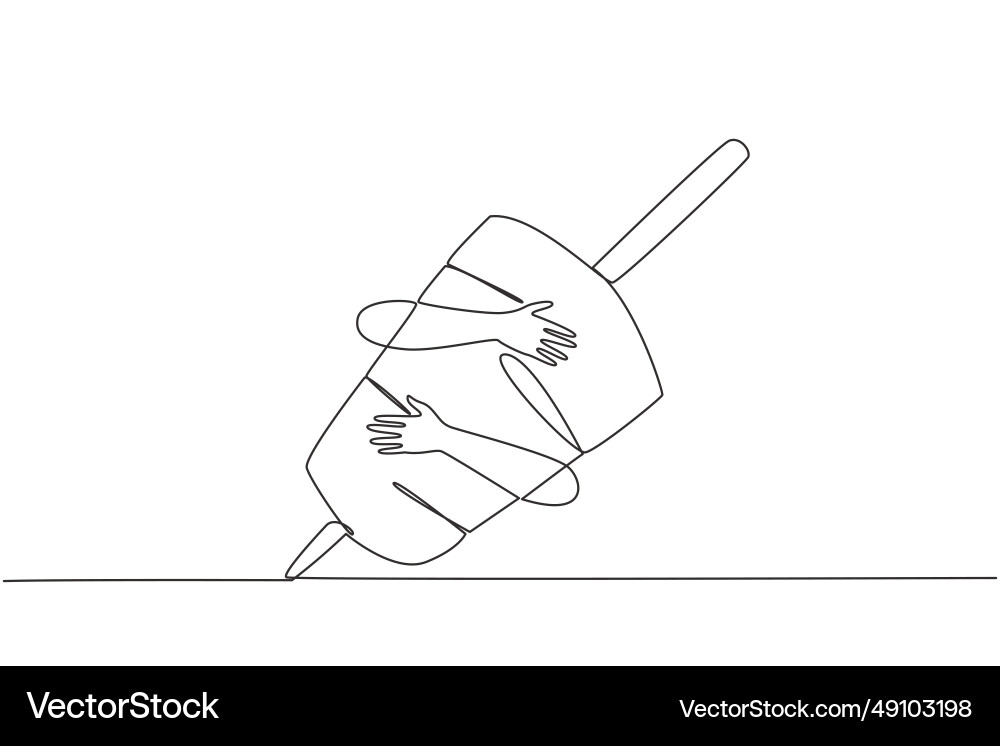 Continuous one line drawing of hands hugging Vector Image