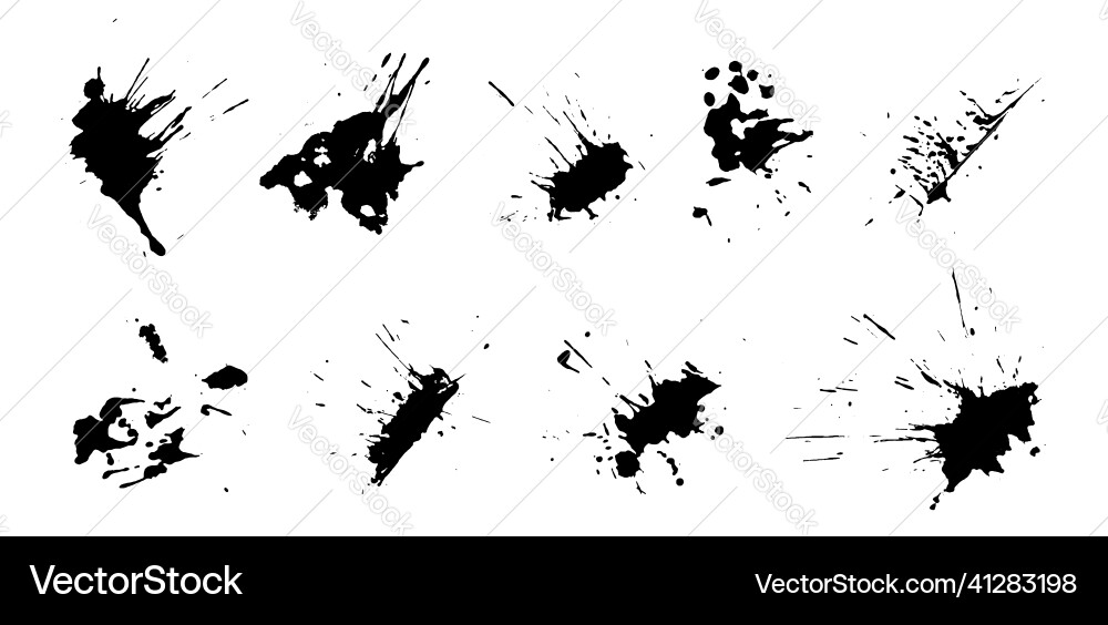 Droped Blots und Punkte Set von Tintentropfen Pinsel Droped Blots und Punkte Set von Tintentropfen Pinsel vektorbild