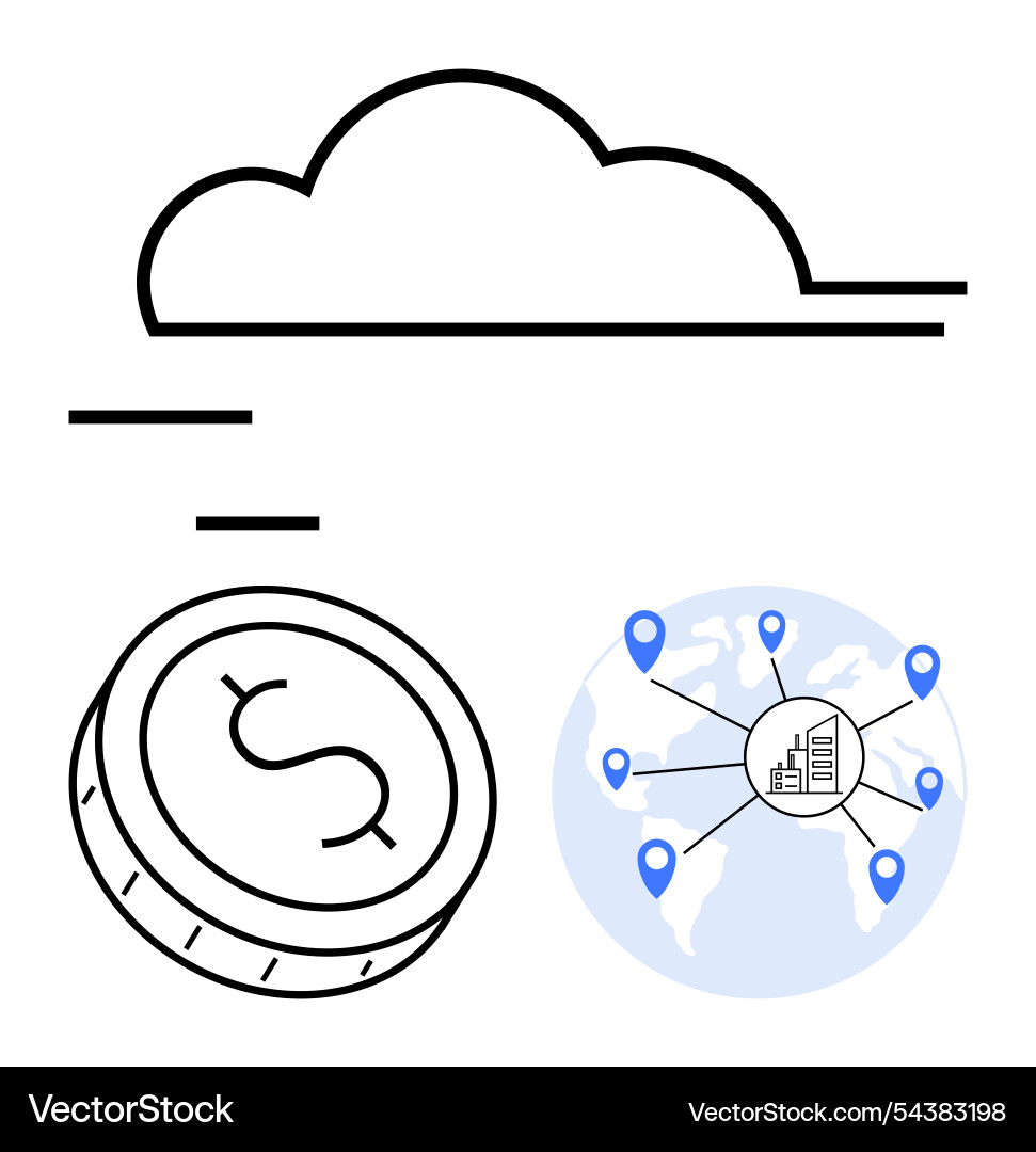 Global cloud computing and finance network Global cloud computing and finance network vector image