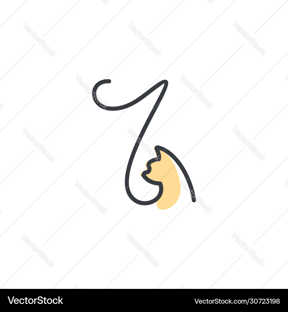 Initial mono-line i cat Initial mono-line i cat vector image