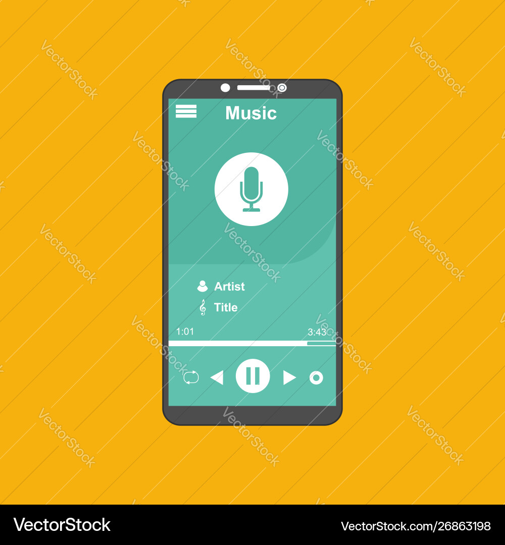 Media player application app template with flat Media player application app template with flat Vector Image