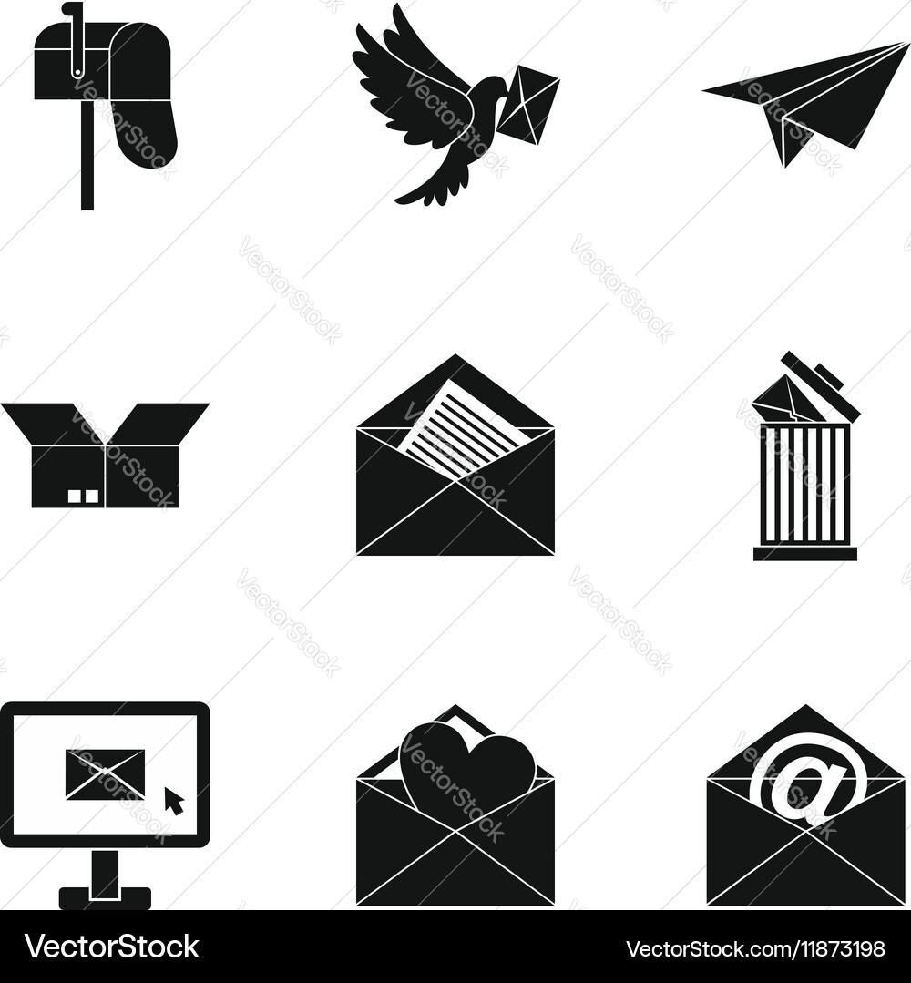 Message icons set simple style Vector Image