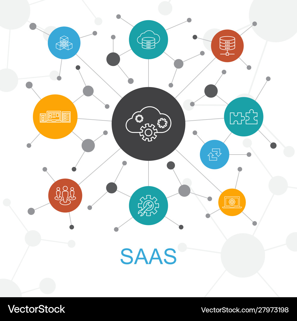 Saas trendy web concept with icons contains Saas trendy web concept with icons contains Vector Image