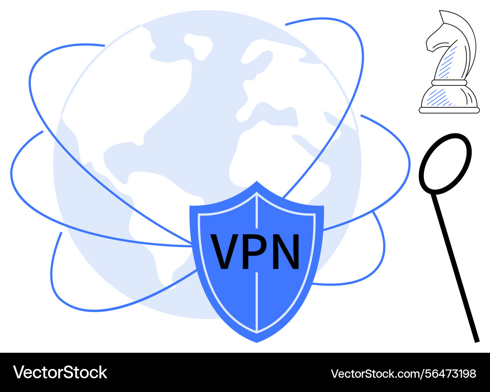 Secure global network connectivity with vpn shield Secure global network connectivity with vpn shield vector image