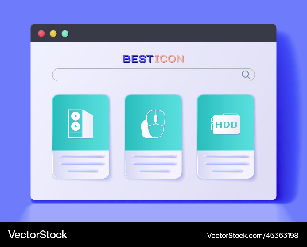 Set computer mouse case of and hard disk Vector Image