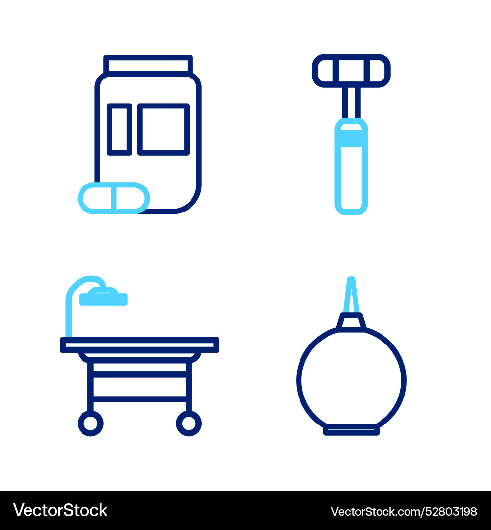 Set line enema operating table neurology reflex Set line enema operating table neurology reflex Vector Image