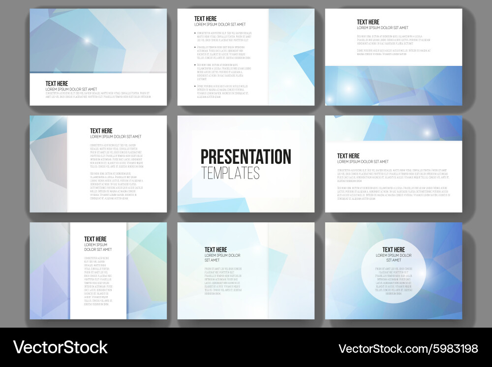 Set of 9 templates for presentation slides vector image