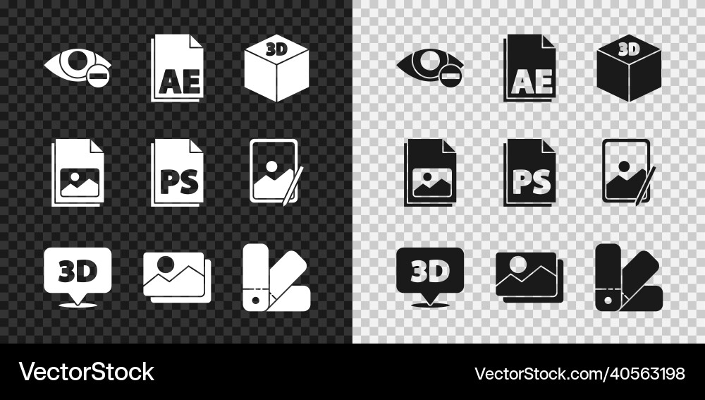 Set red eye effect ae file document isometric Set red eye effect ae file document isometric vector image