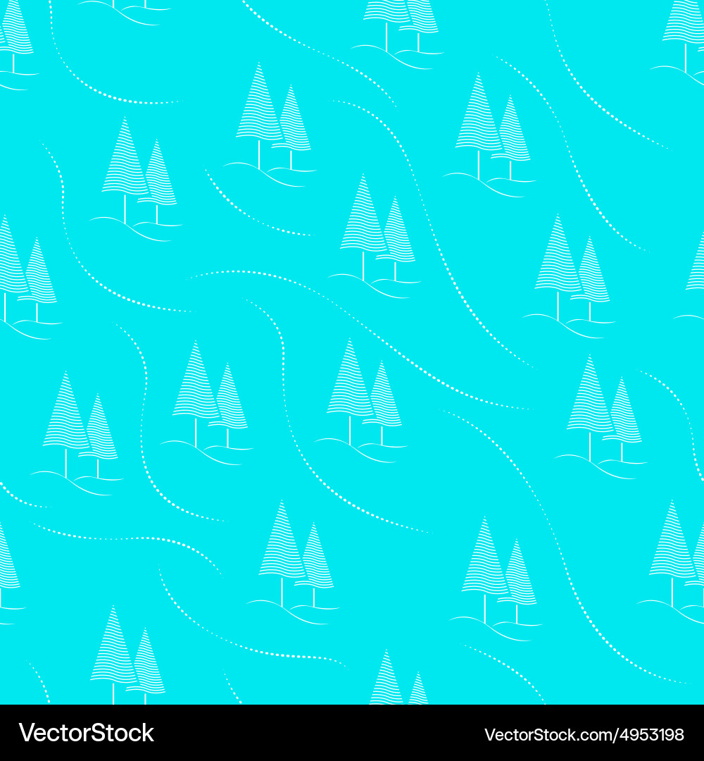 Tree forest seamless pattern background blue vector image