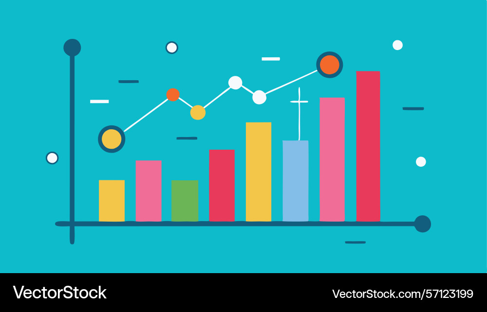 A bar graph with line chart overlayed A bar graph with line chart overlayed vector image