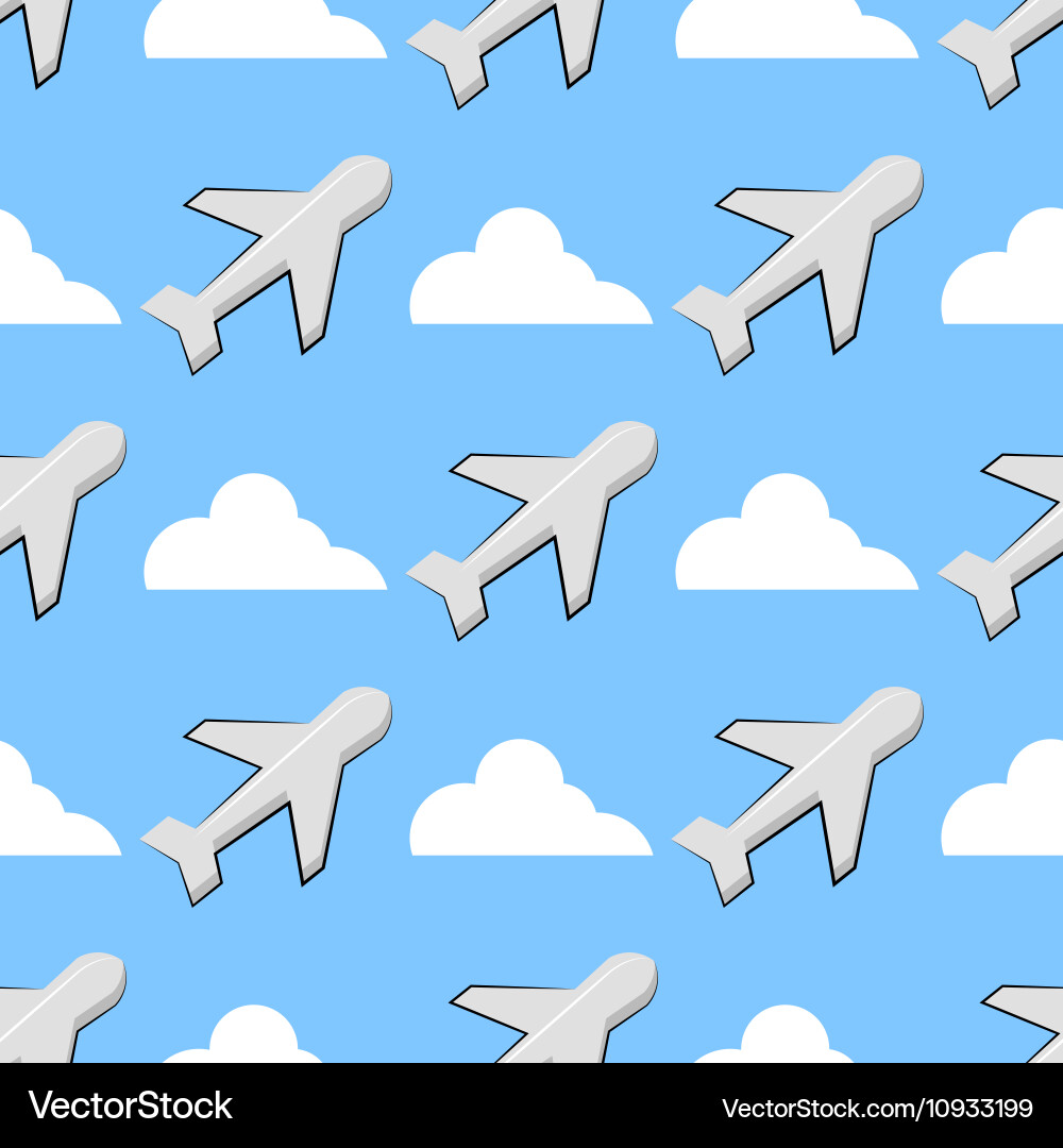 Background with airplanes and clouds vector image