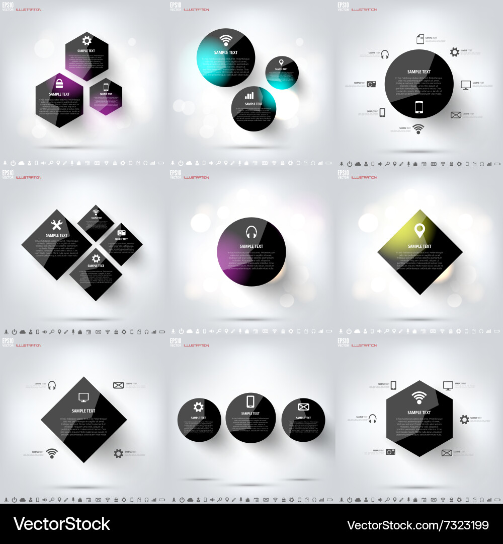 Black cloud computing background with web icons vector image