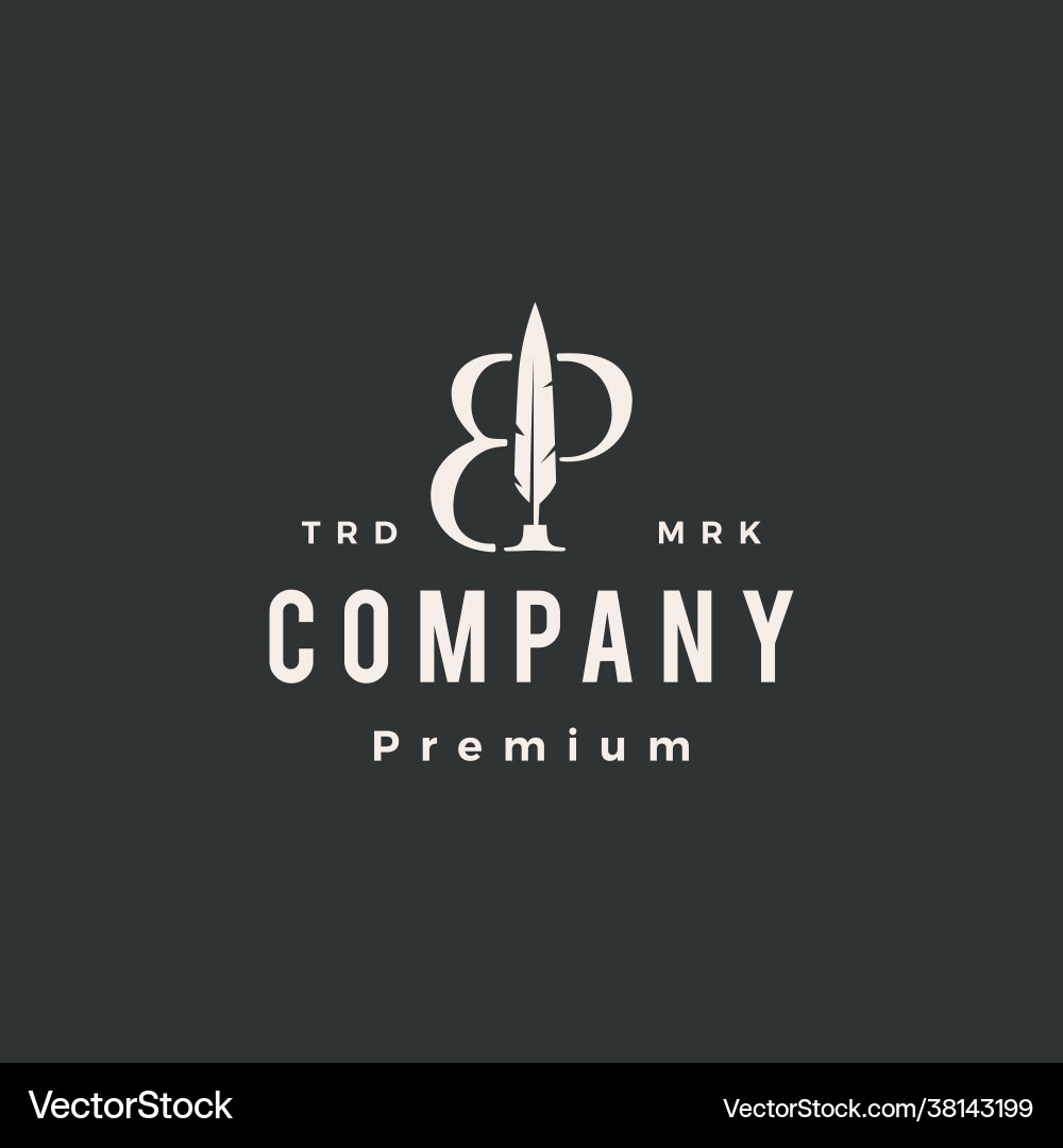 Bp Briefmarke Federstift Hipster Vintage Logo Bp Briefmarke Federstift Hipster Vintage Logo vektorbild