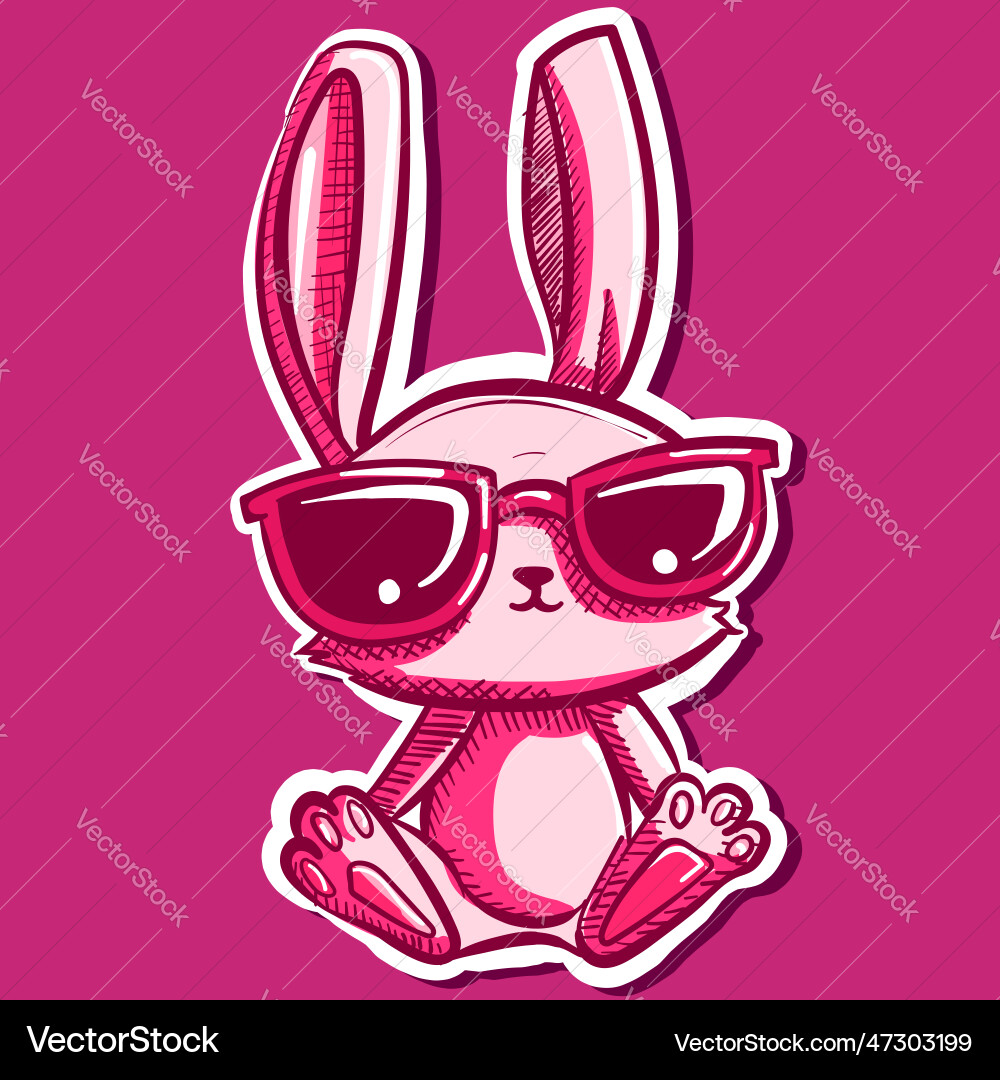 Digital art of a cute fluffy bunny with sunglasses Digital art of a cute fluffy bunny with sunglasses vector image