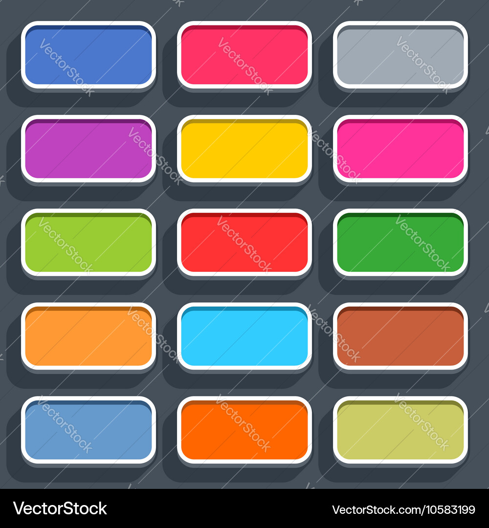 Flat blank web button rounded rectangle icon vector image