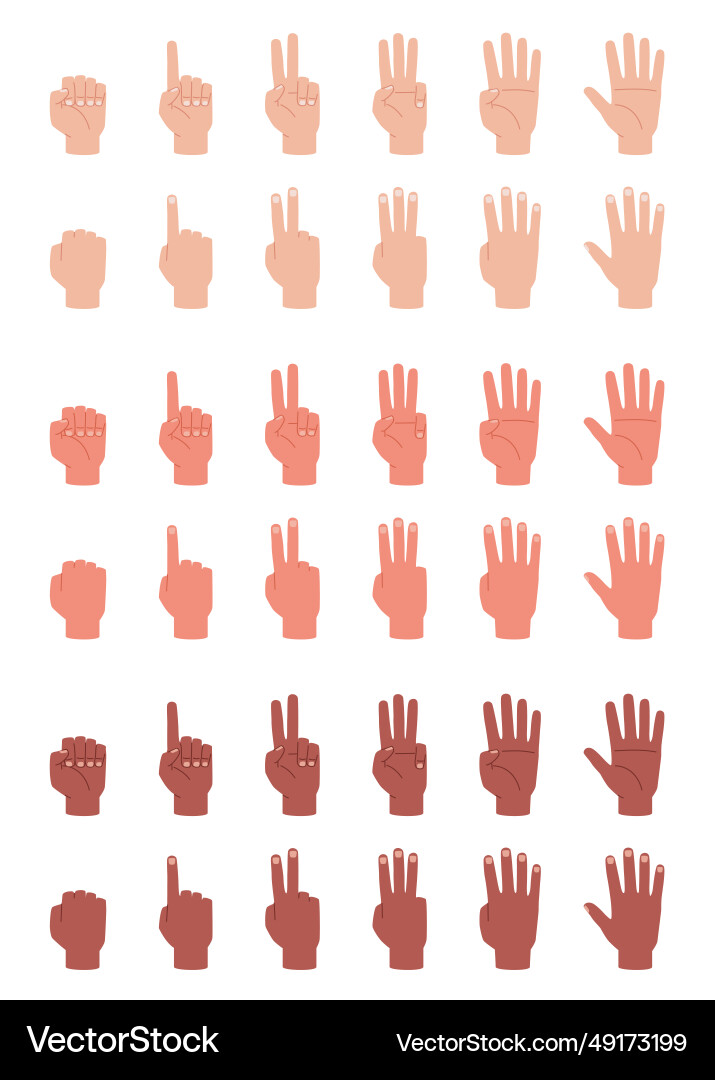 Hands counting gesture human with different Hands counting gesture human with different vector image