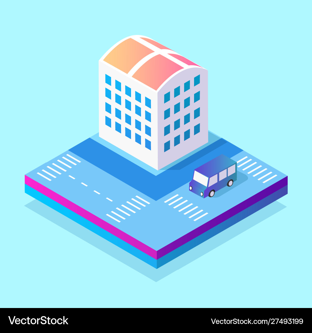 Isometric 3d module block district part Isometric 3d module block district part vector image