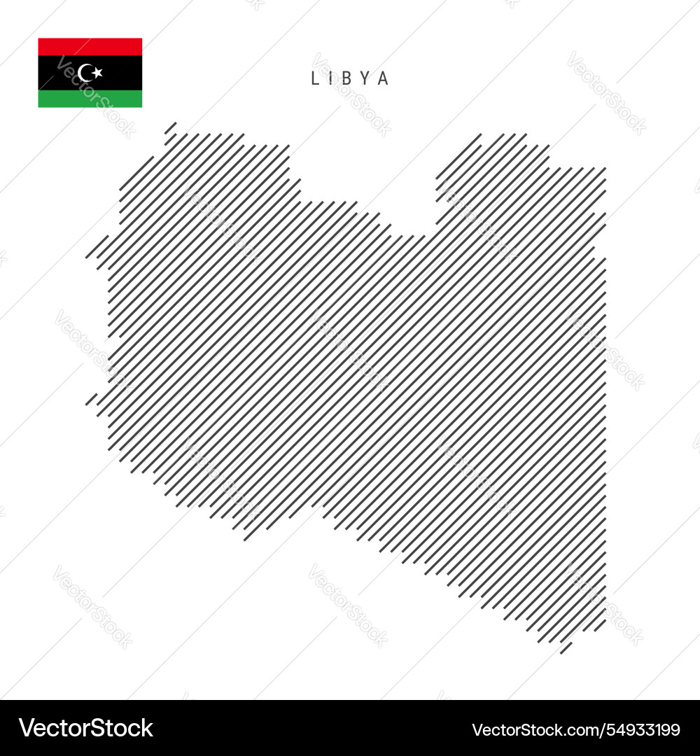 Libya map from pattern of black slanted parallel Vector Image