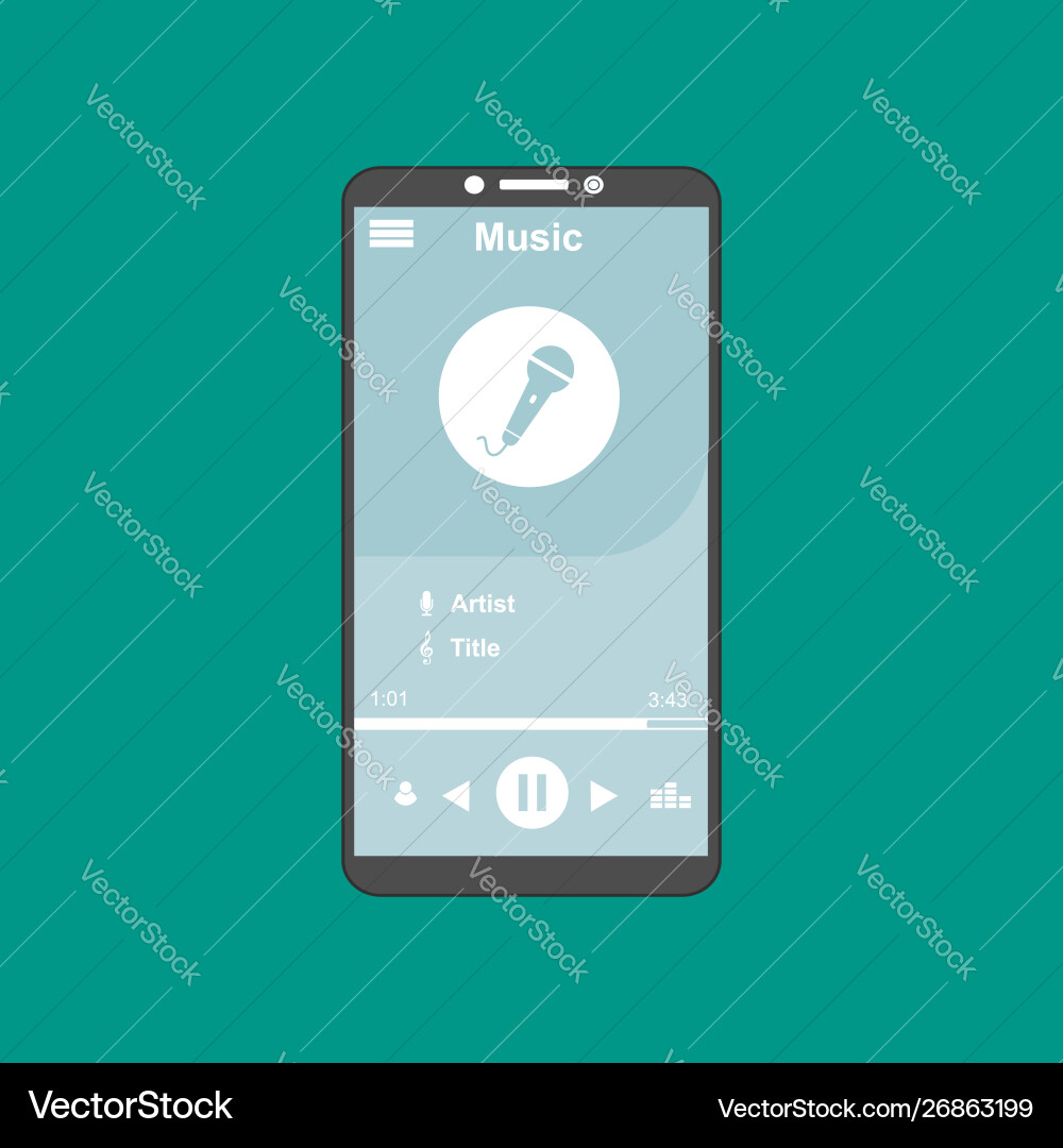 Media player application app template with flat Media player application app template with flat vector image