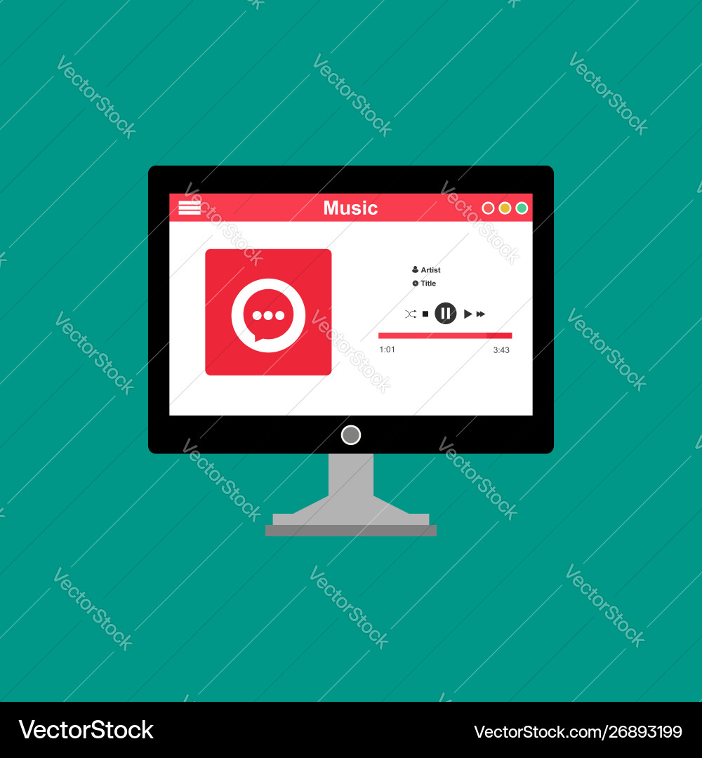 Media player application app template with flat Media player application app template with flat vector image
