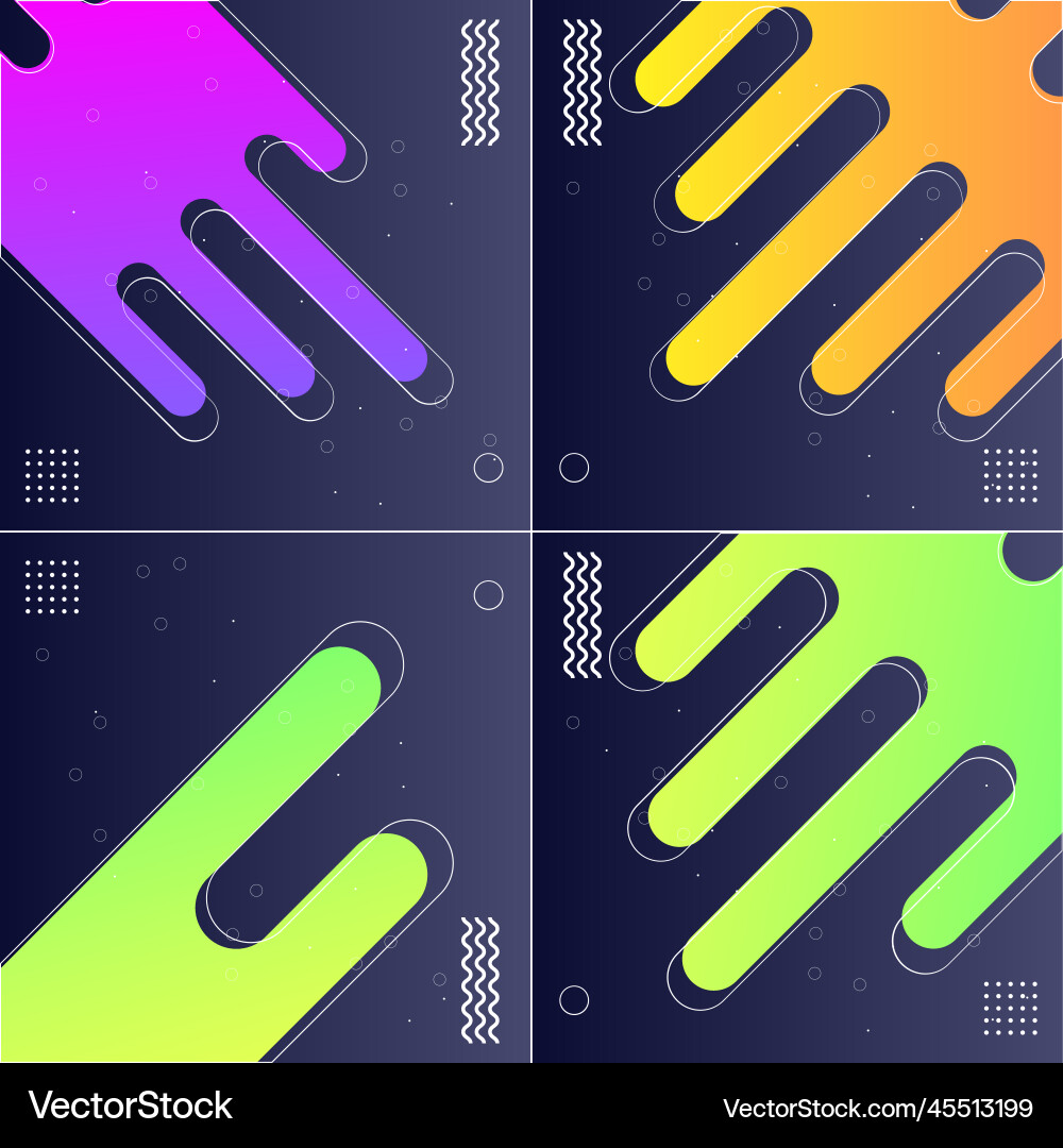 Pack of 4 abstract gradient shape backgrounds Vector Image
