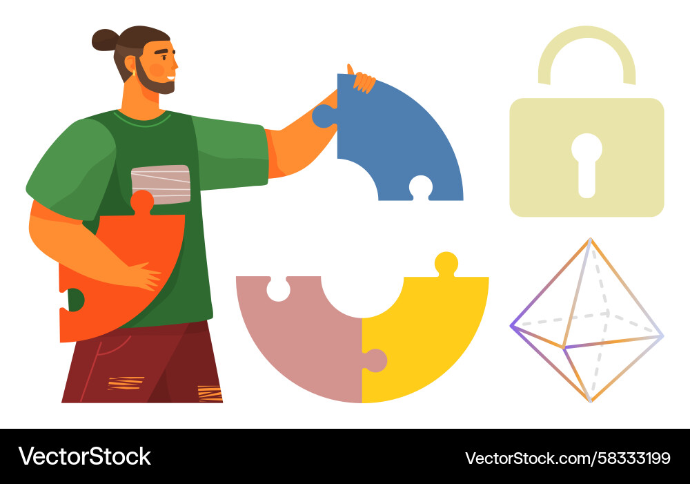 Puzzle Solving & Teamwork Vector Image