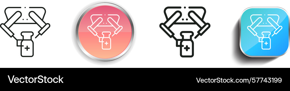 Robotic icon thin linear regular and button style vector image