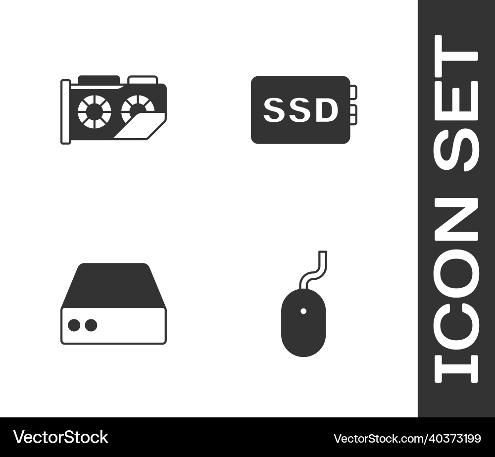 Set computer mouse video graphic card server Set computer mouse video graphic card server vector image