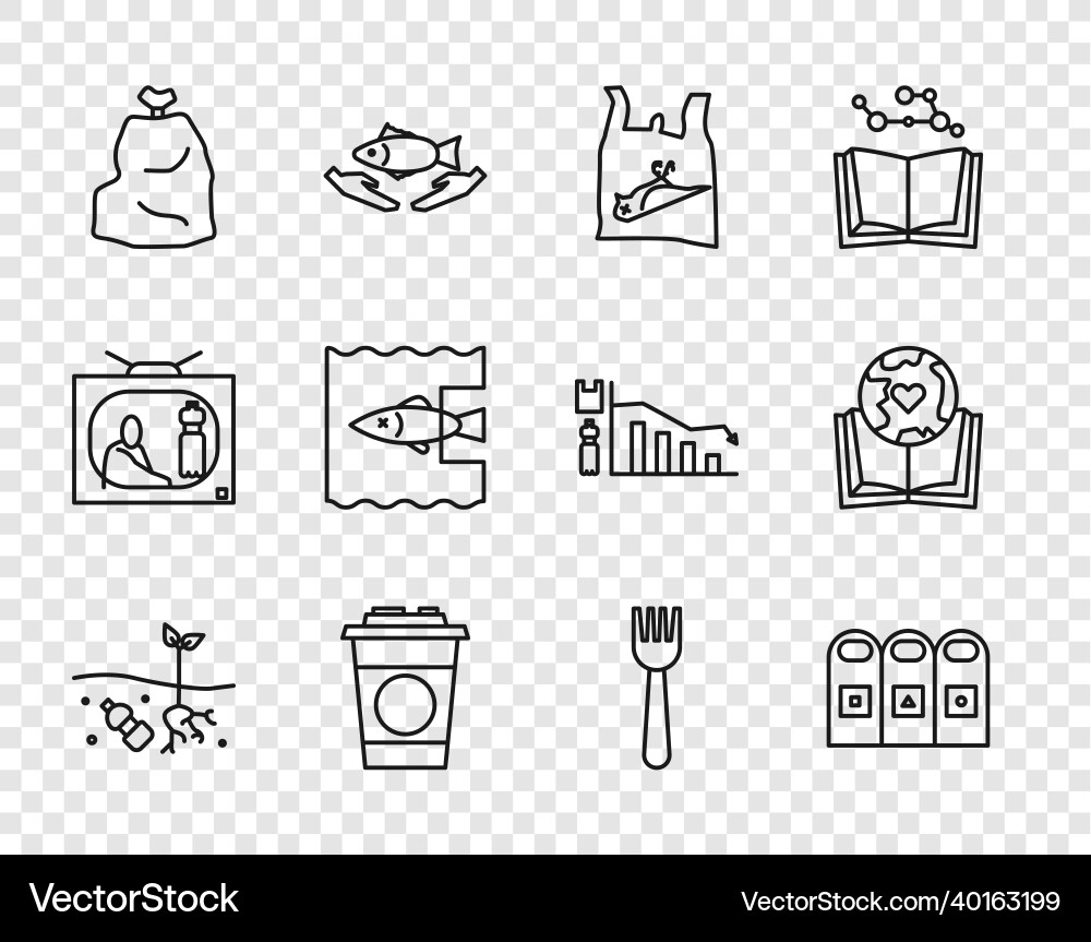 Set line problem of pollution planet trash Set line problem of pollution planet trash vector image