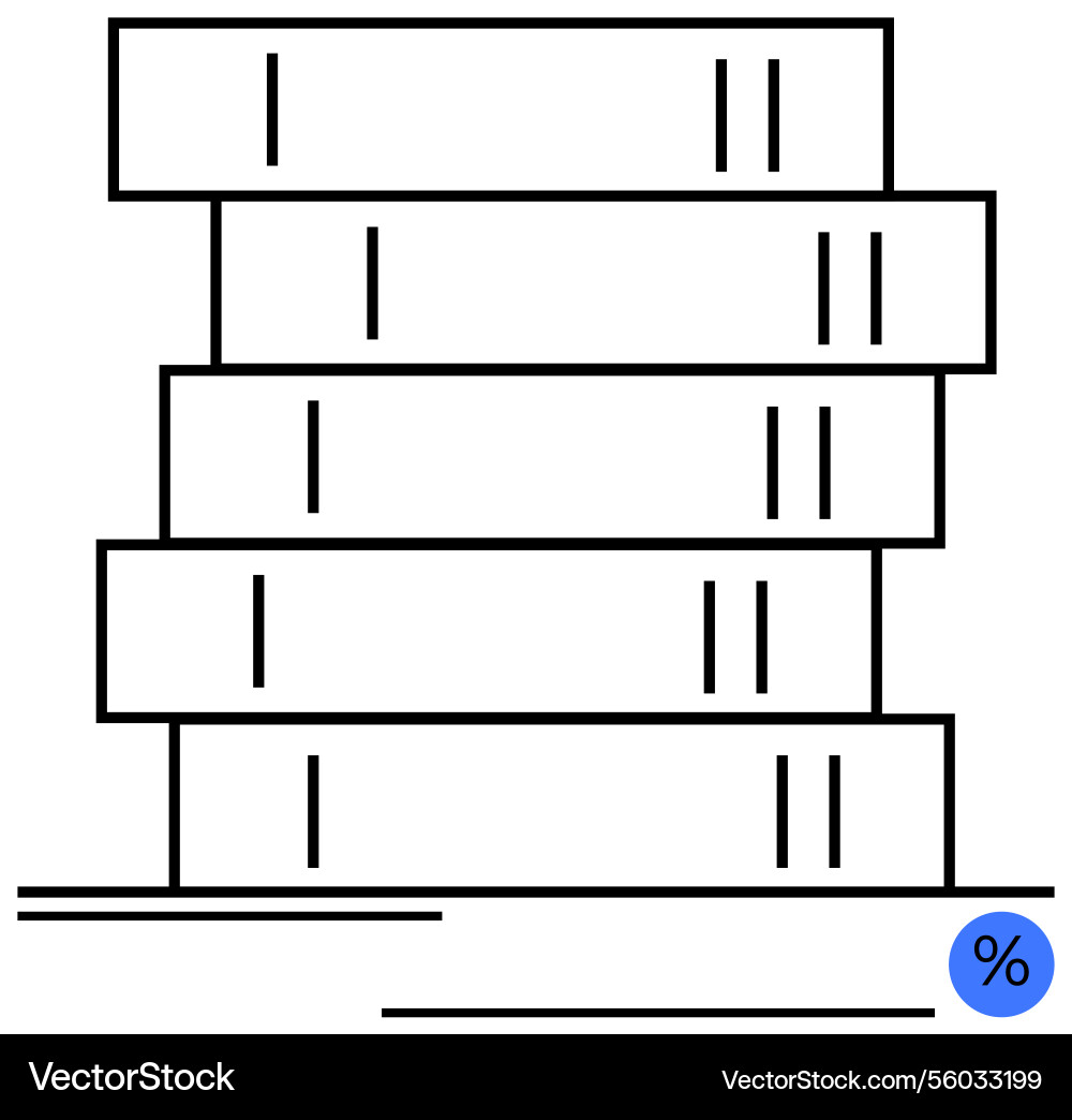 Stacked rectangular blocks with percentage icon Vector Image