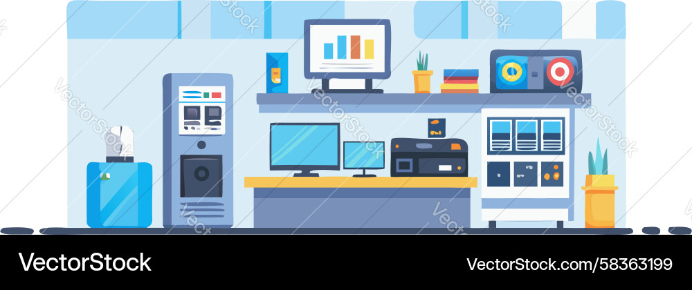 Tech Workstation Setup Vector Image