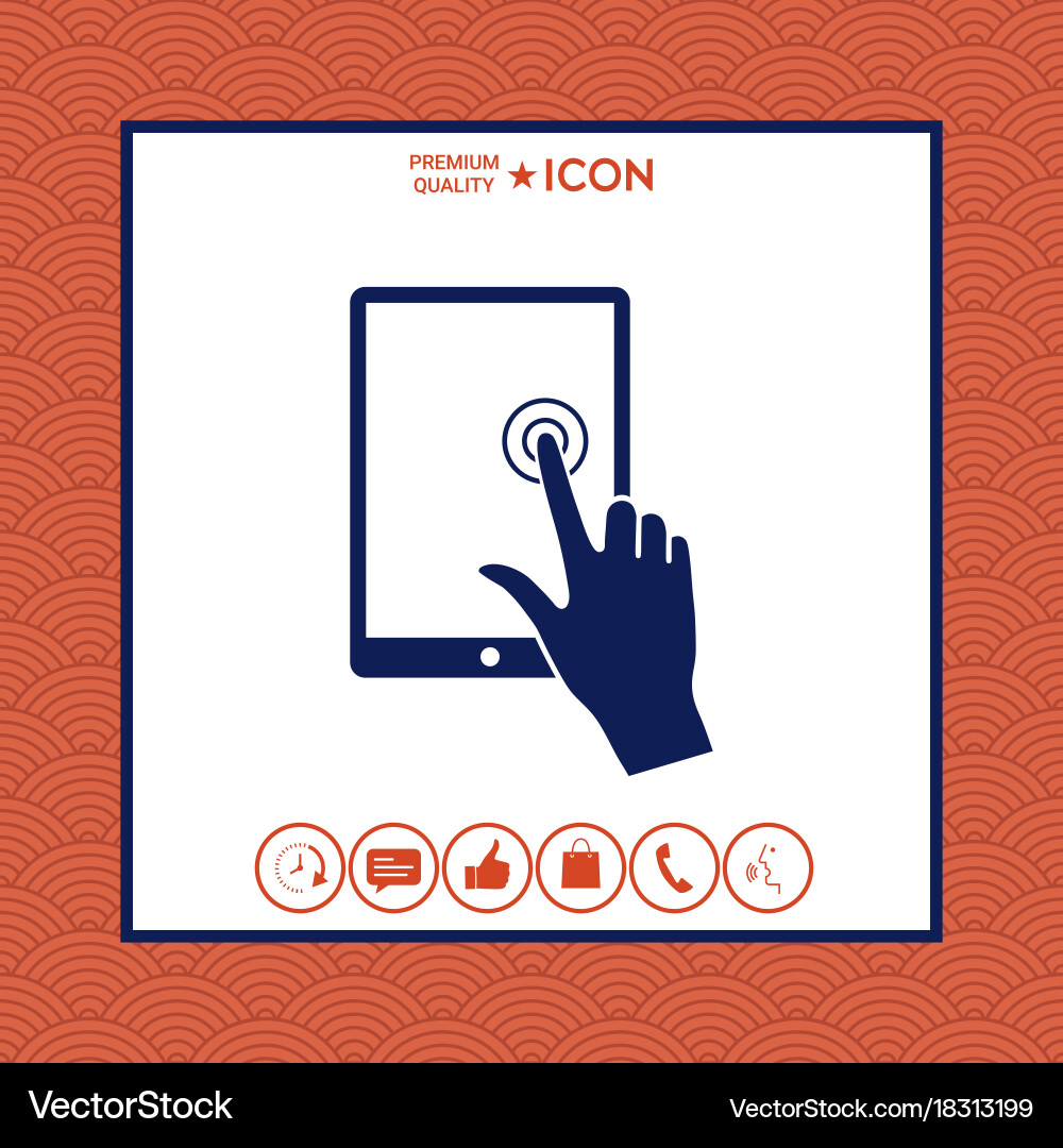 Touch screen tablet with click hand vector image