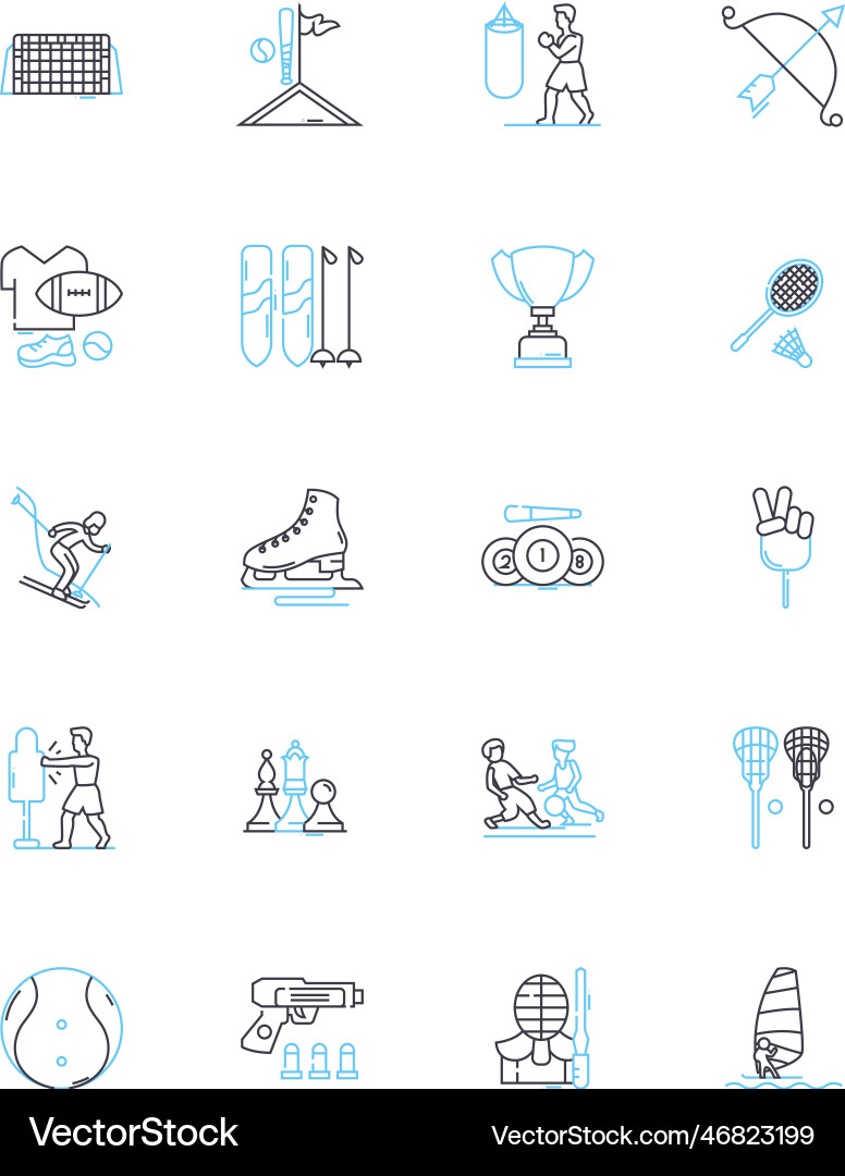 Track and field linear icons set sprint relay Track and field linear icons set sprint relay Vector Image
