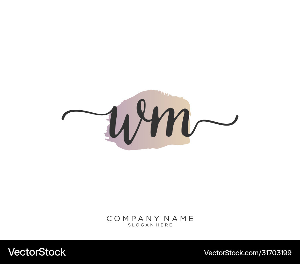 Wm initial handwriting logo design vector image