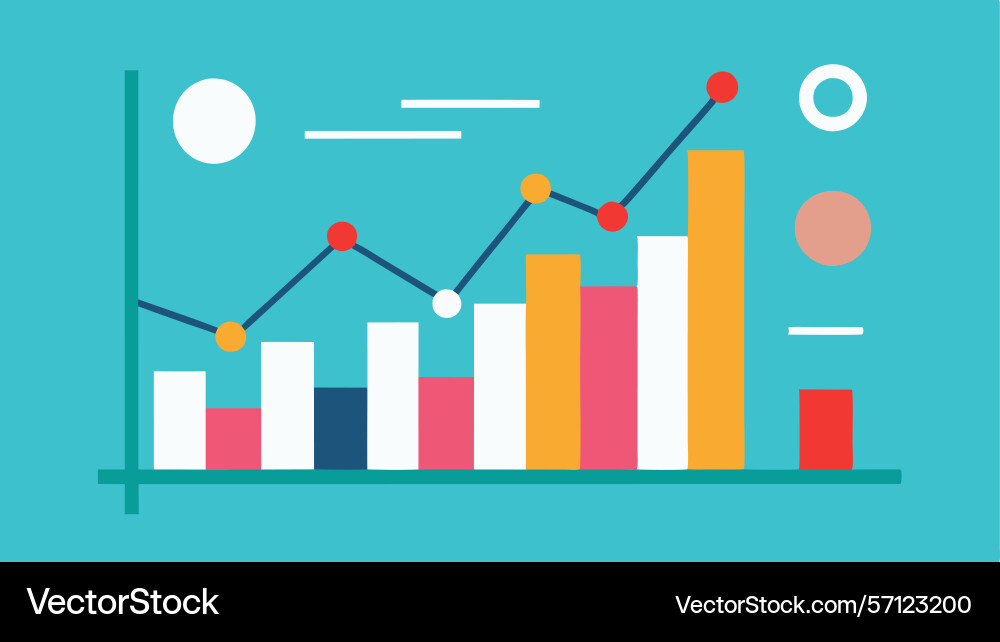 A bar graph with line chart overlayed A bar graph with line chart overlayed vector image