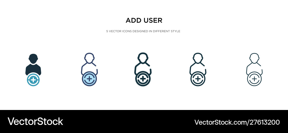 Add user icon in different style two colored vector image